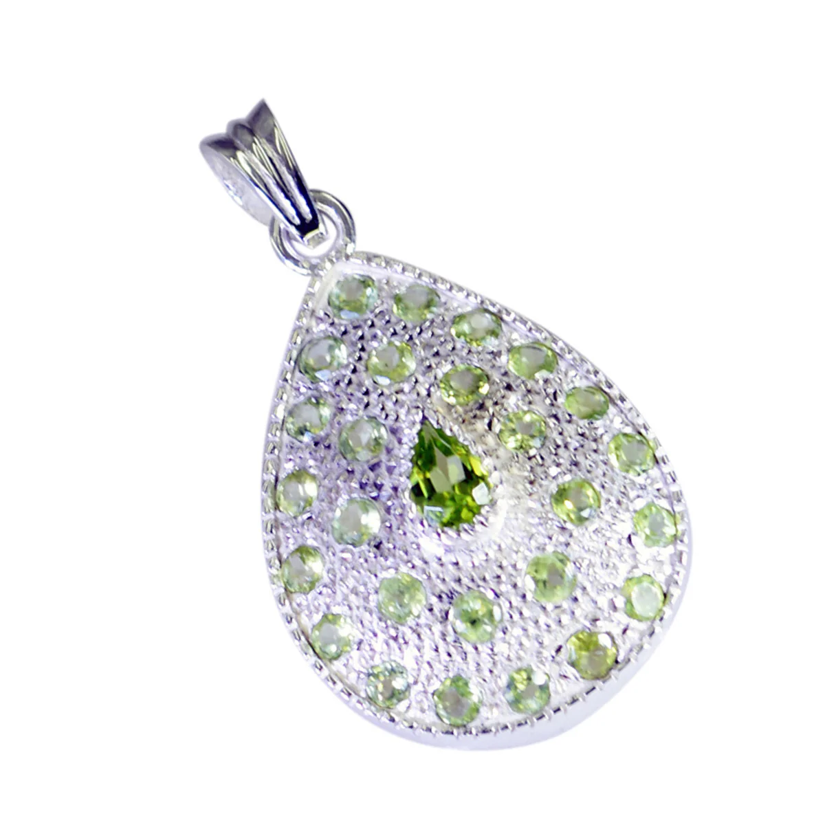Peridot Essential African Sterling Silver multiple Eva Heart Green Pendant Jewellery - Image 2