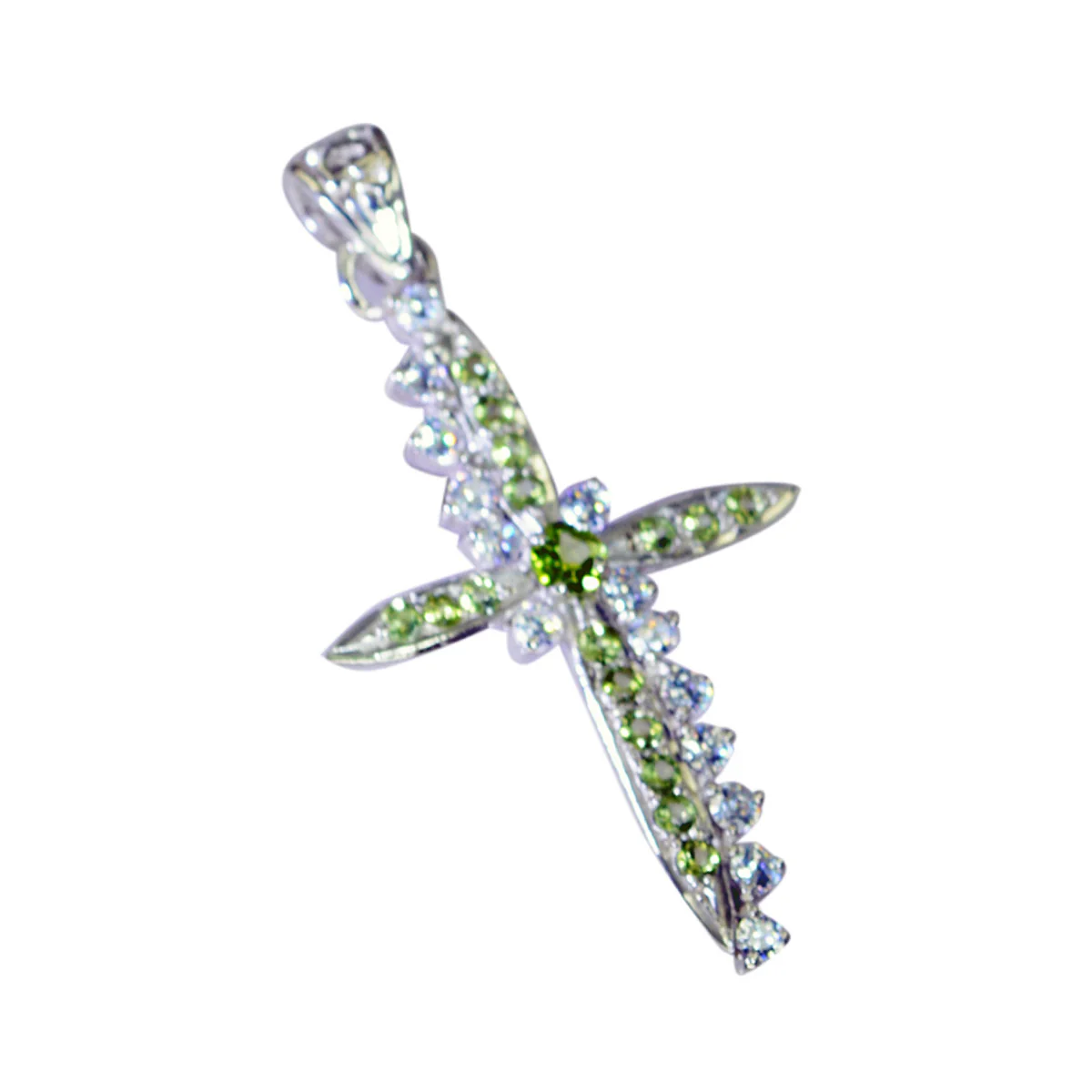 Peridot Essential Indian 92.5 Silver multiple Angel Graceful Green Pendant Jewellery - Image 2
