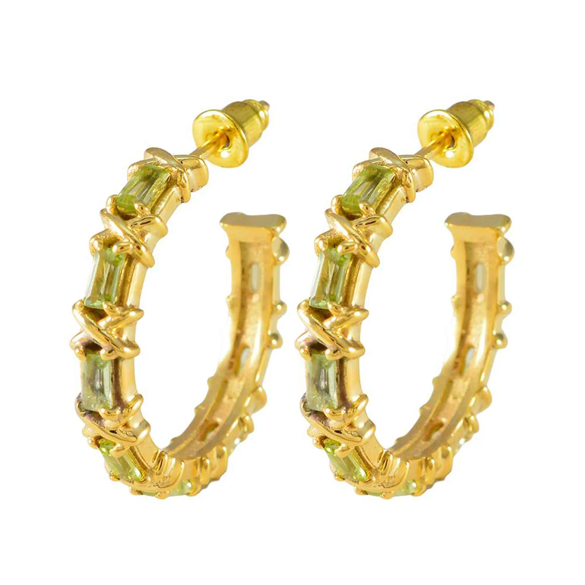 Peridot French Alice multiple Stud Green Silver Earring