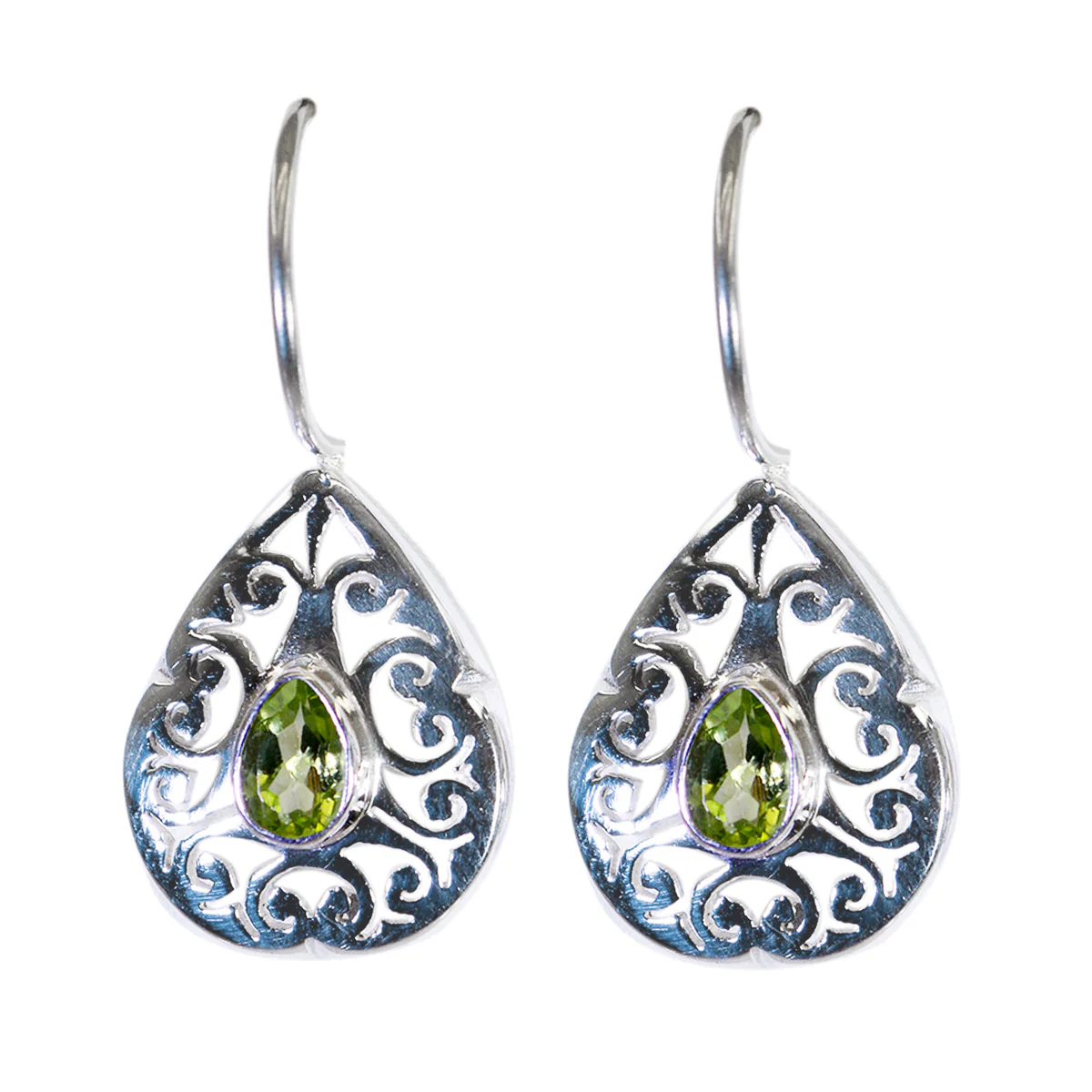 Peridot French Alina Solitaire Dangle Green 925 Silver Earring