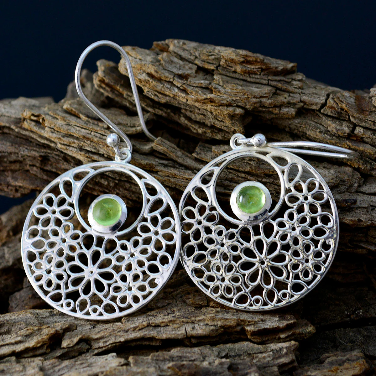 Peridot French Joaquina Solitaire Dangle Green 925 Sterling Silver Earring - Image 3