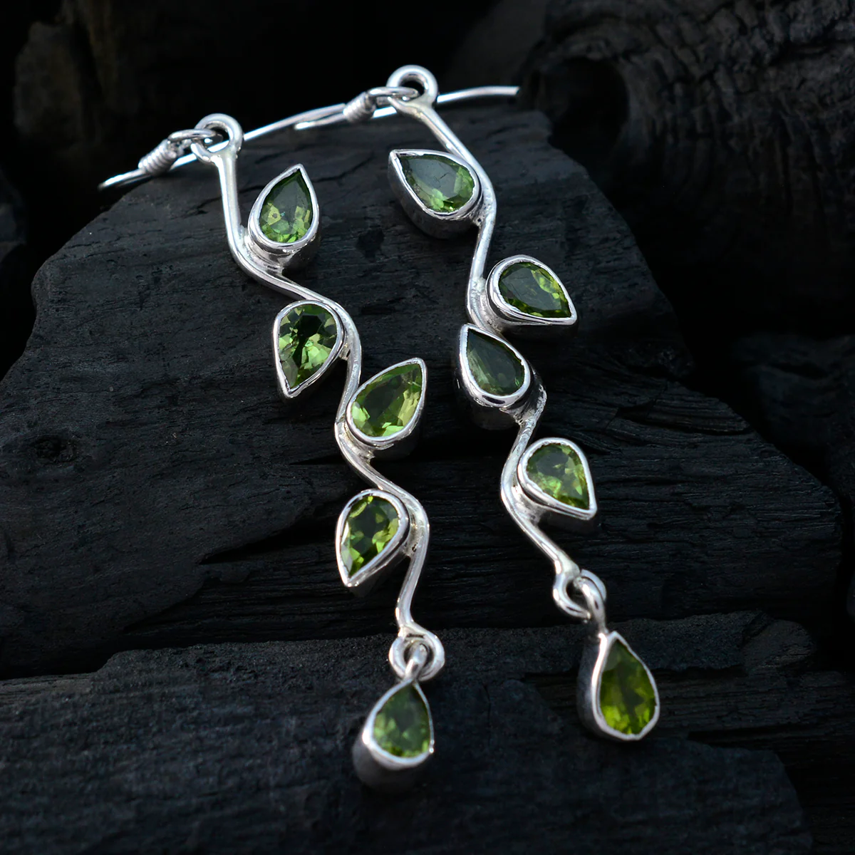 Peridot French Paula multiple Dangle Green 925 Sterling Silver Earring - Image 2