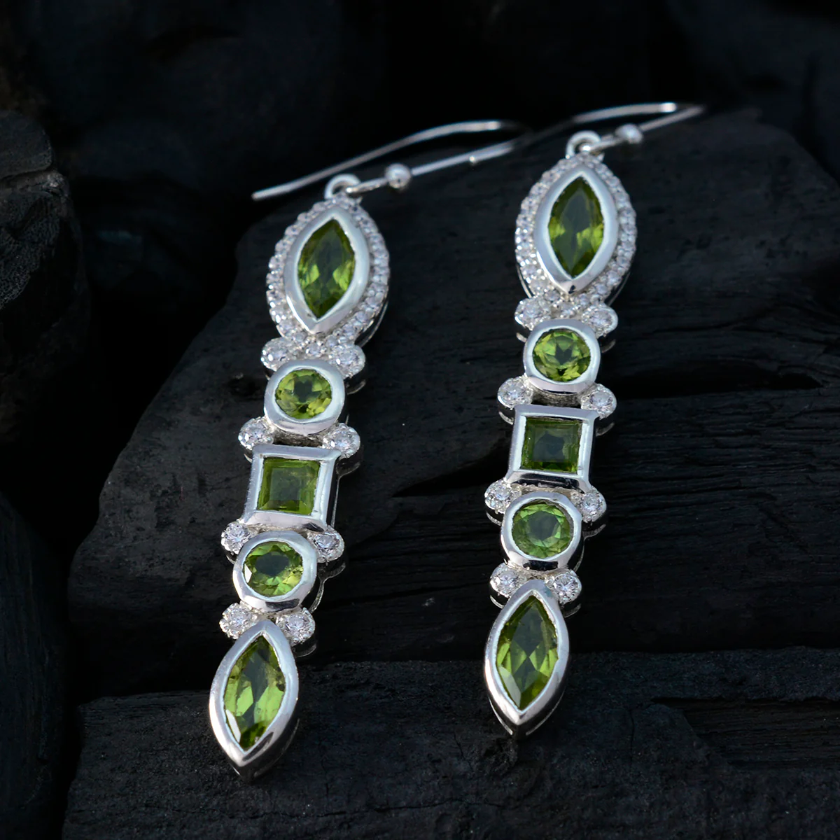 Peridot German Emilia multiple Dangle Green Sterling Silver Earring - Image 2