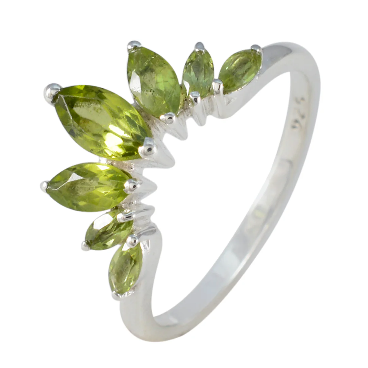 Peridot Hepta Turkish 925 Sterling Silver Green Gemstones Dainty crown Ring Jewellery - Image 3