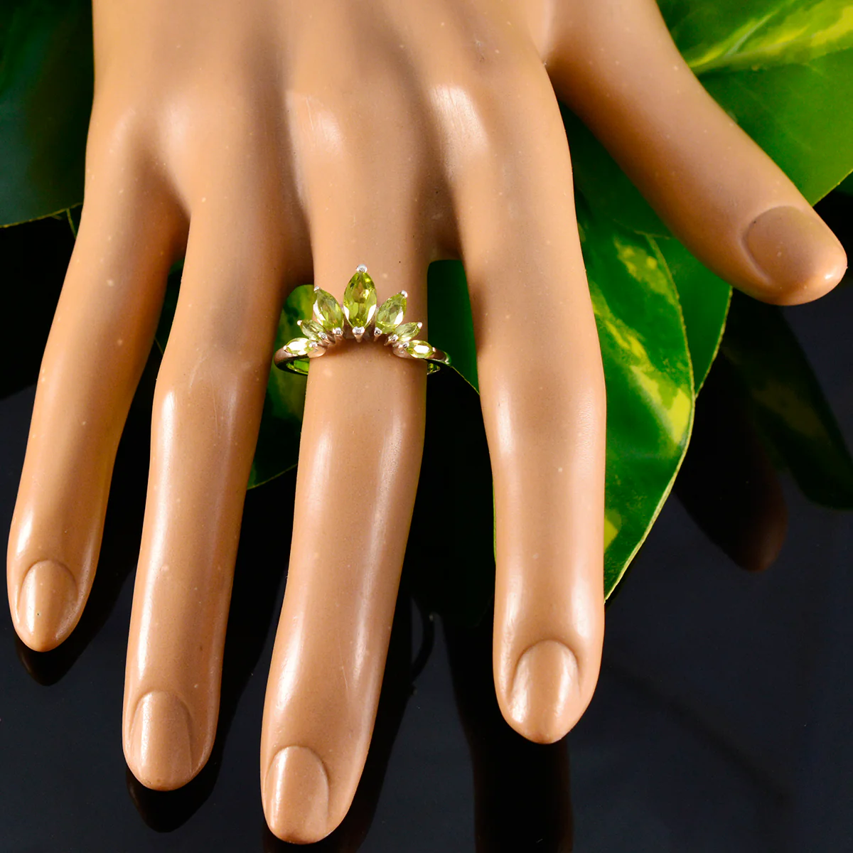 Peridot Hepta Turkish 925 Sterling Silver Green Gemstones Dainty crown Ring Jewellery - Image 6