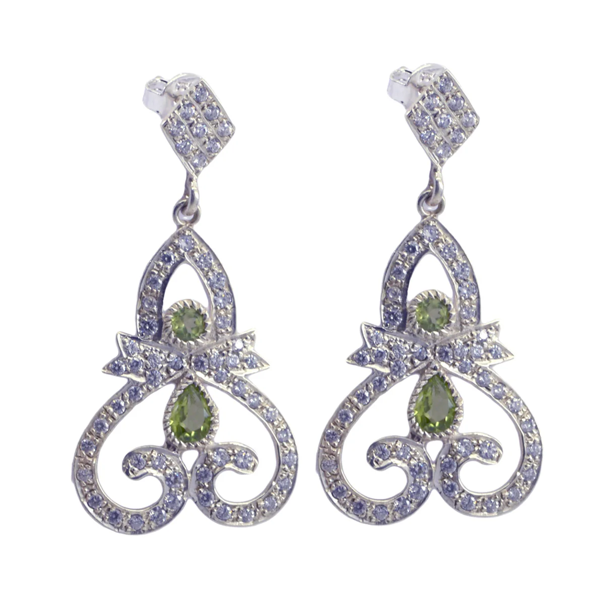 Peridot Indian Ayesha multiple Stud Green 925 Sterling Silver Earring