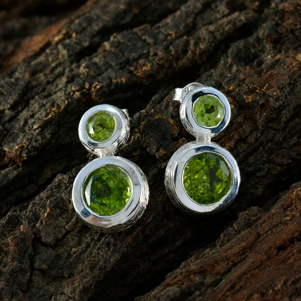 Peridot Italian Ellie Toi et Moi Stud Green Sterling Silver Earring - Image 3