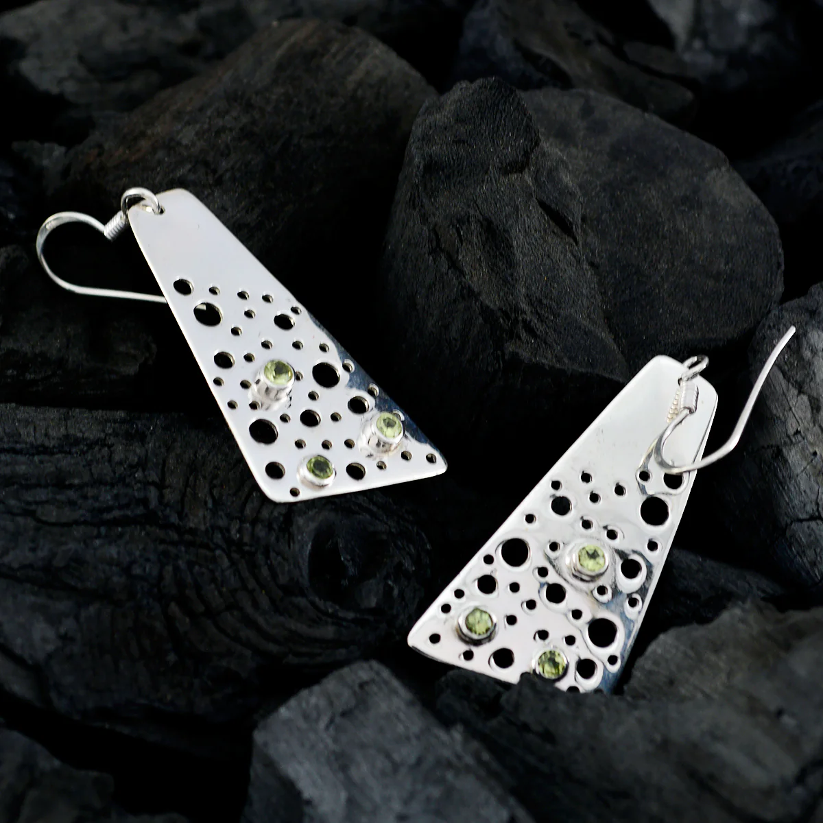 Peridot Italian Mila multiple Dangle Green 925 Silver Earring - Image 2
