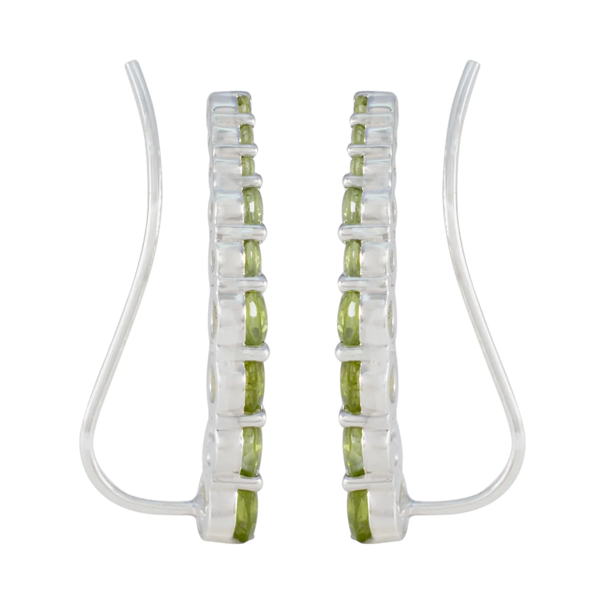 Peridot Korean Ana multiple EarCuff Green 92.5 Silver Earring - Image 2