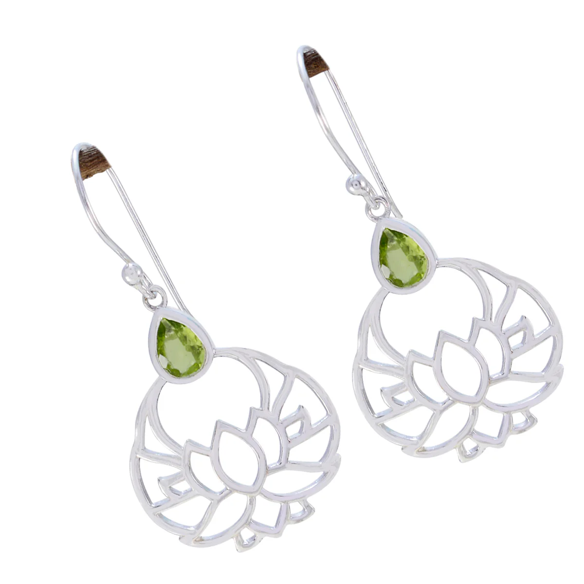 Peridot Korean Ava Solitaire Dangle Green 925 Silver Earring - Image 3