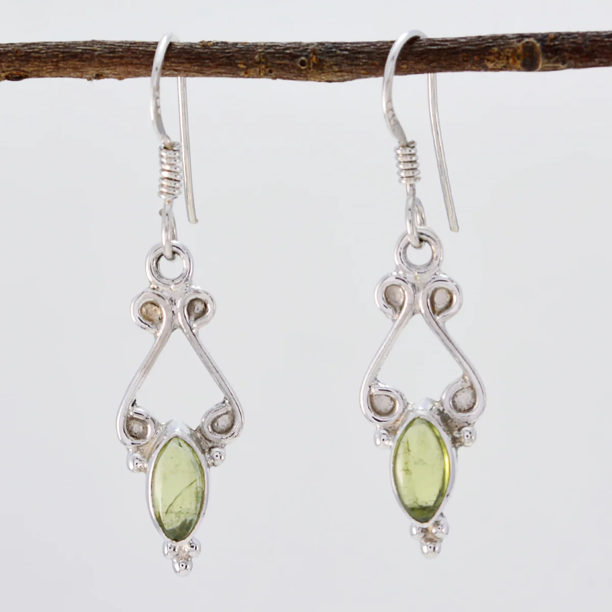 Peridot Mexican Gabriela multiple Dangle Green 92.5 Silver Earring - Image 2