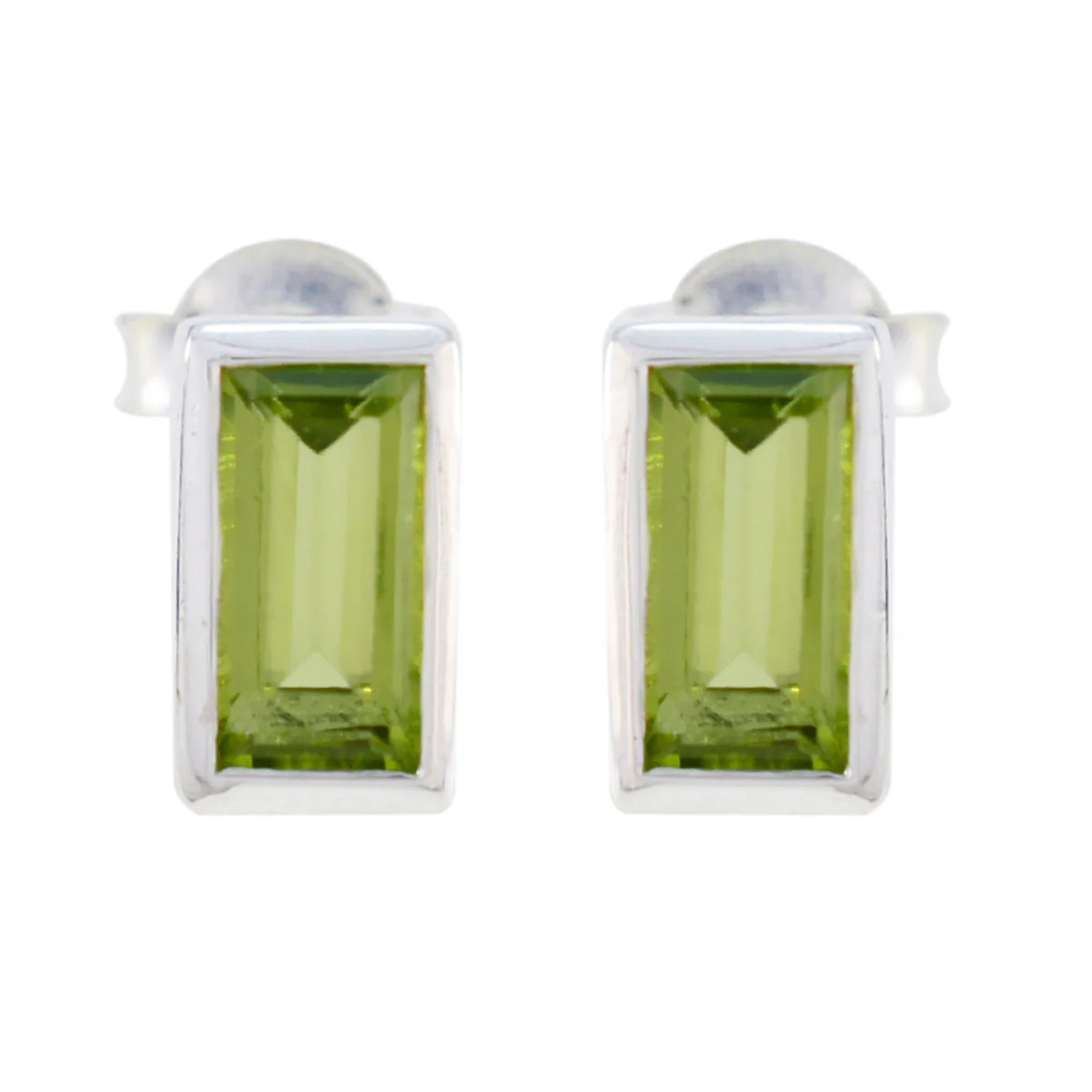 Peridot Middle Eastern Hannah Solitaire Stud Green Sterling Silver Earring