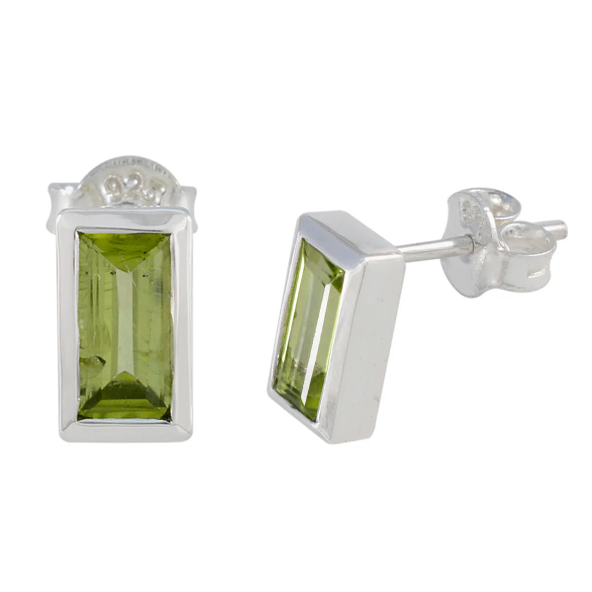 Peridot Middle Eastern Hannah Solitaire Stud Green Sterling Silver Earring - Image 2