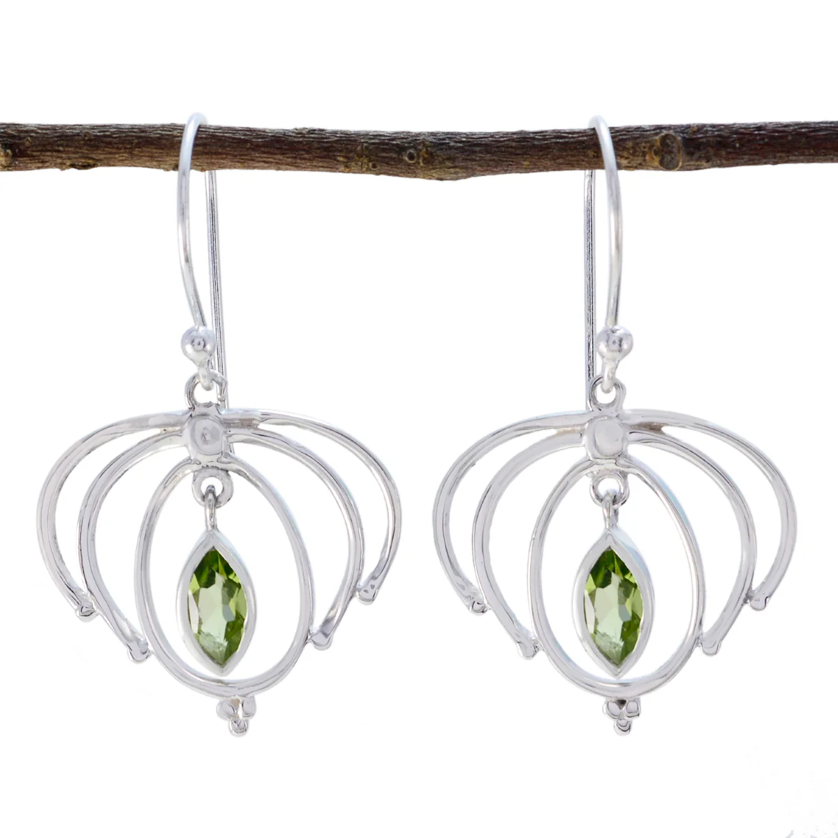 Peridot Moroccan Audrey Solitaire Dangle Green 925 Sterling Silver Earring