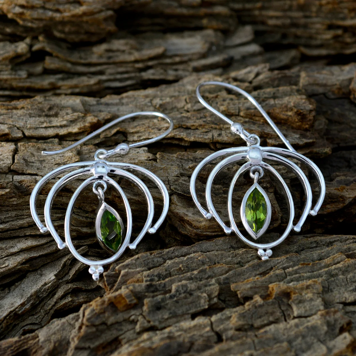 Peridot Moroccan Audrey Solitaire Dangle Green 925 Sterling Silver Earring - Image 3