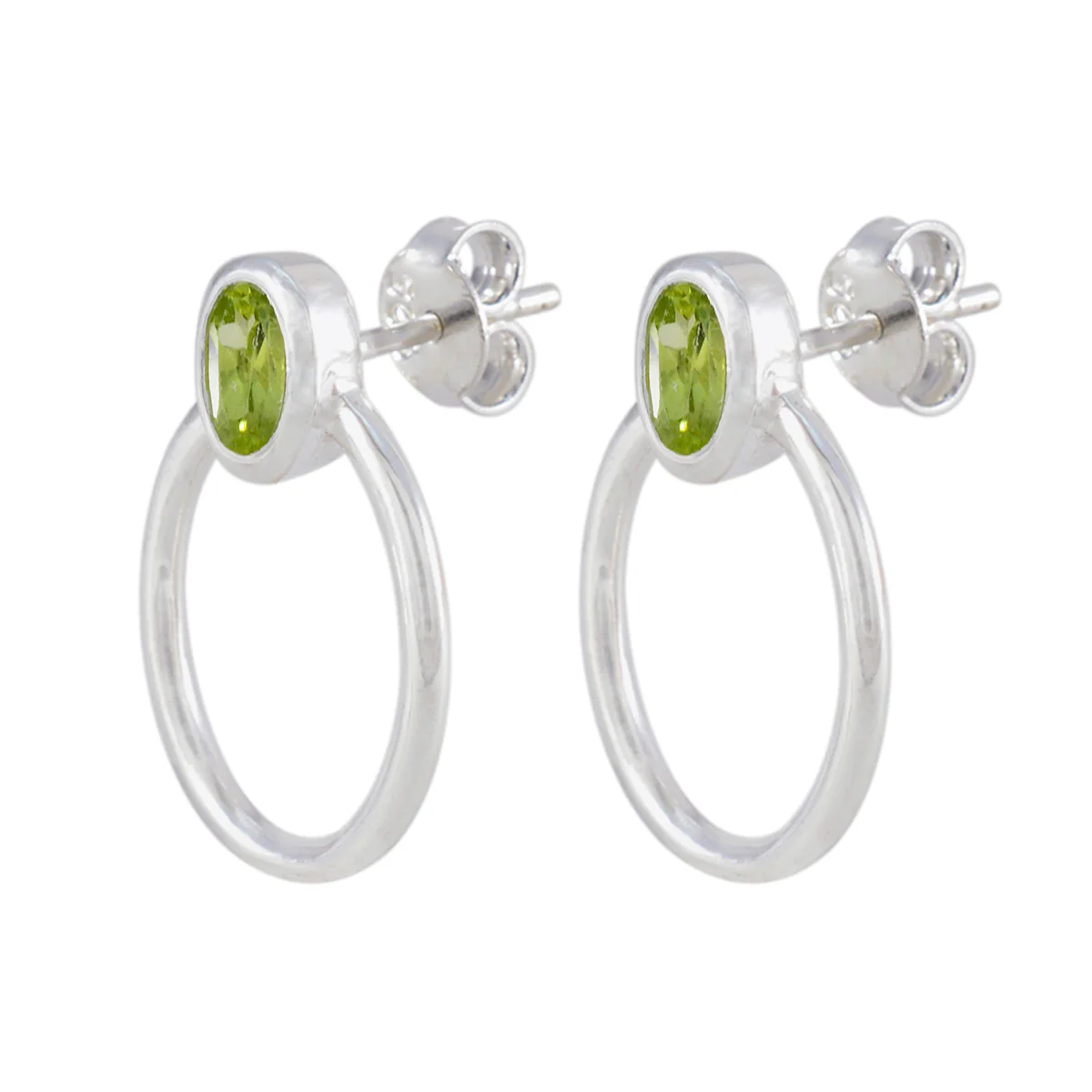 Peridot Moroccan Skylar Solitaire Stud Green 925 Sterling Silver Earring - Image 2