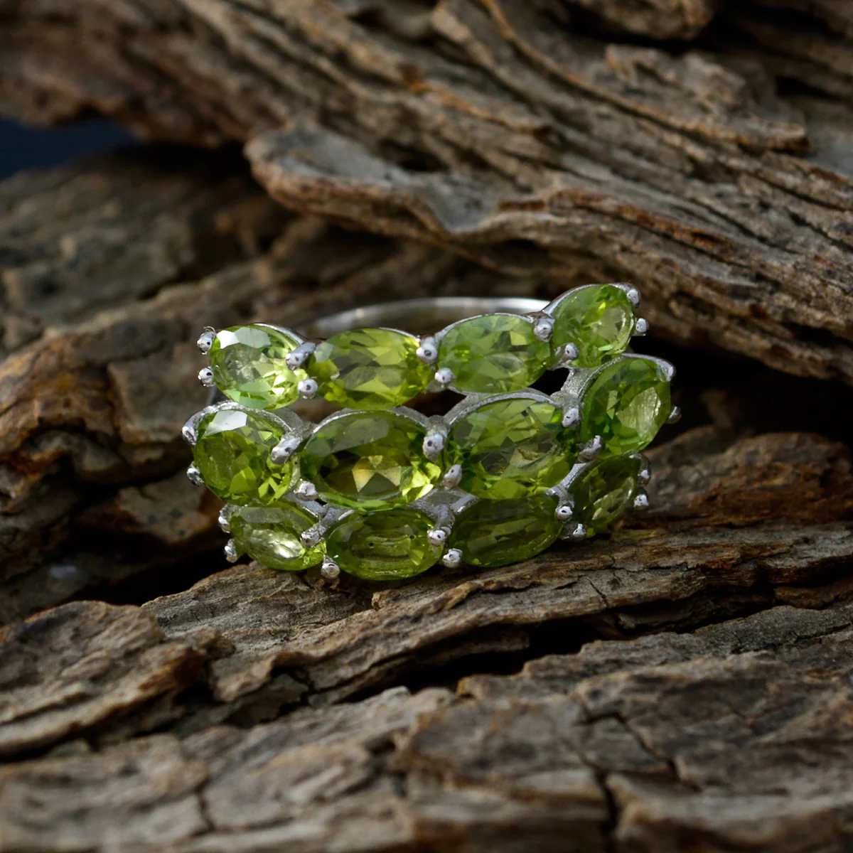 Peridot multiple German 925 Silver Green Gemstone Minimal Romantic Ring Jewellery - Image 4