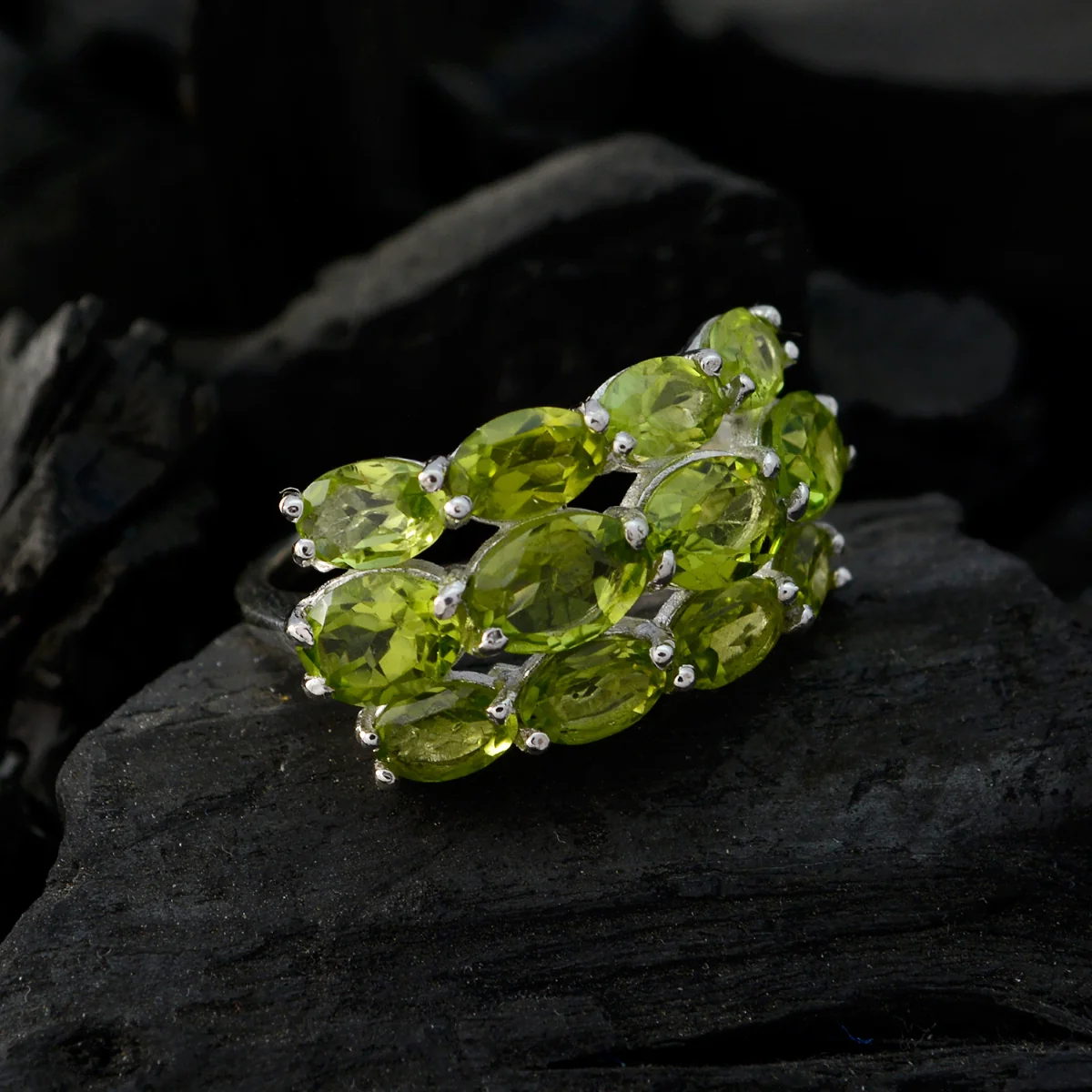 Peridot multiple German 925 Silver Green Gemstone Minimal Romantic Ring Jewellery - Image 5