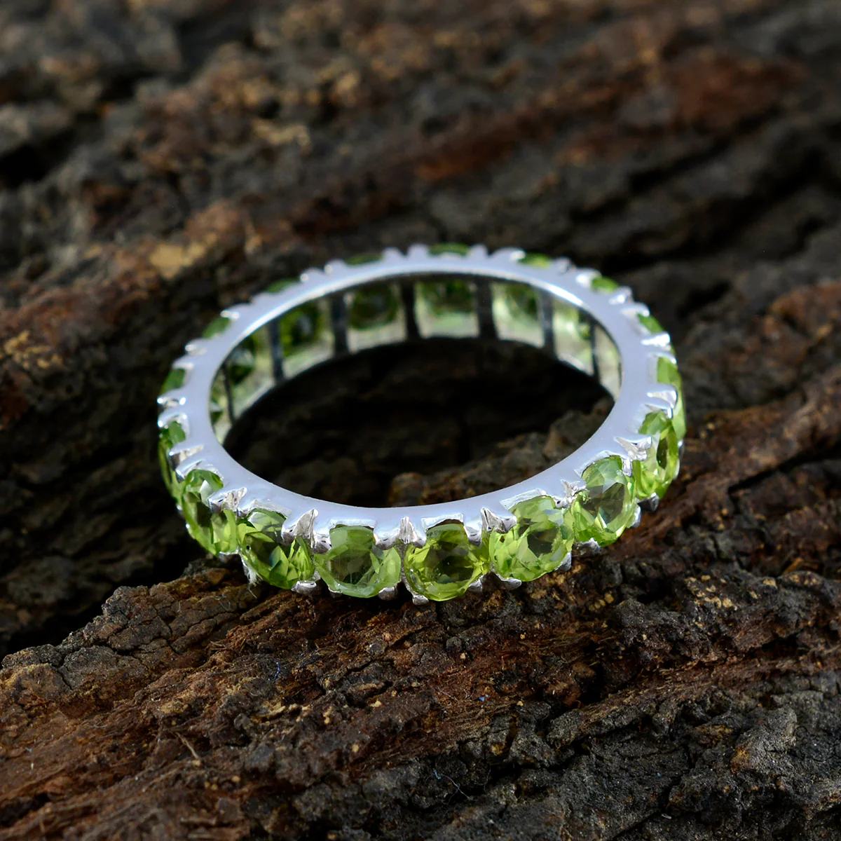Peridot multiple Korean 925 Sterling Silver Green Gemstones Dainty Eternity Band Jewelry - Image 4