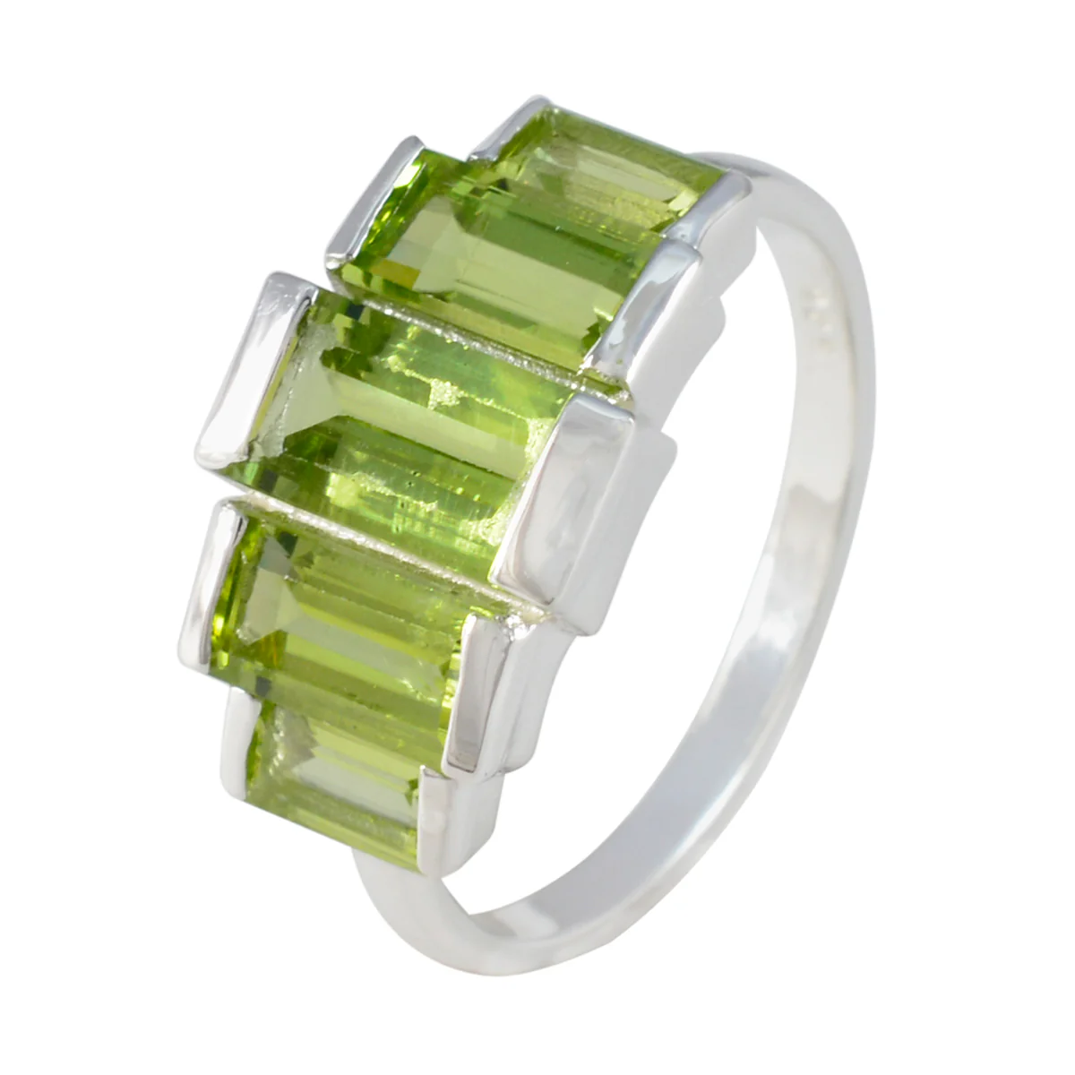 Peridot Penta French 92.5 Silver Green Gemstone Featherlight Artisan Ring Jewellery - Image 2