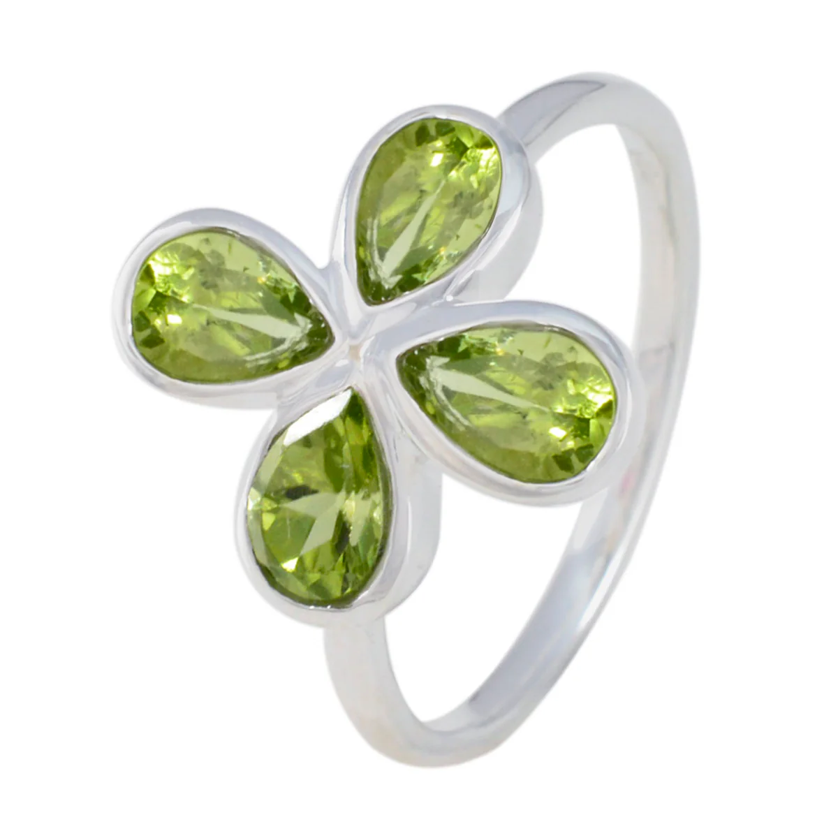 Peridot quarter Turkish 92.5 Silver Green Gemstone Dainty Floral Ring Jewellery - Image 2