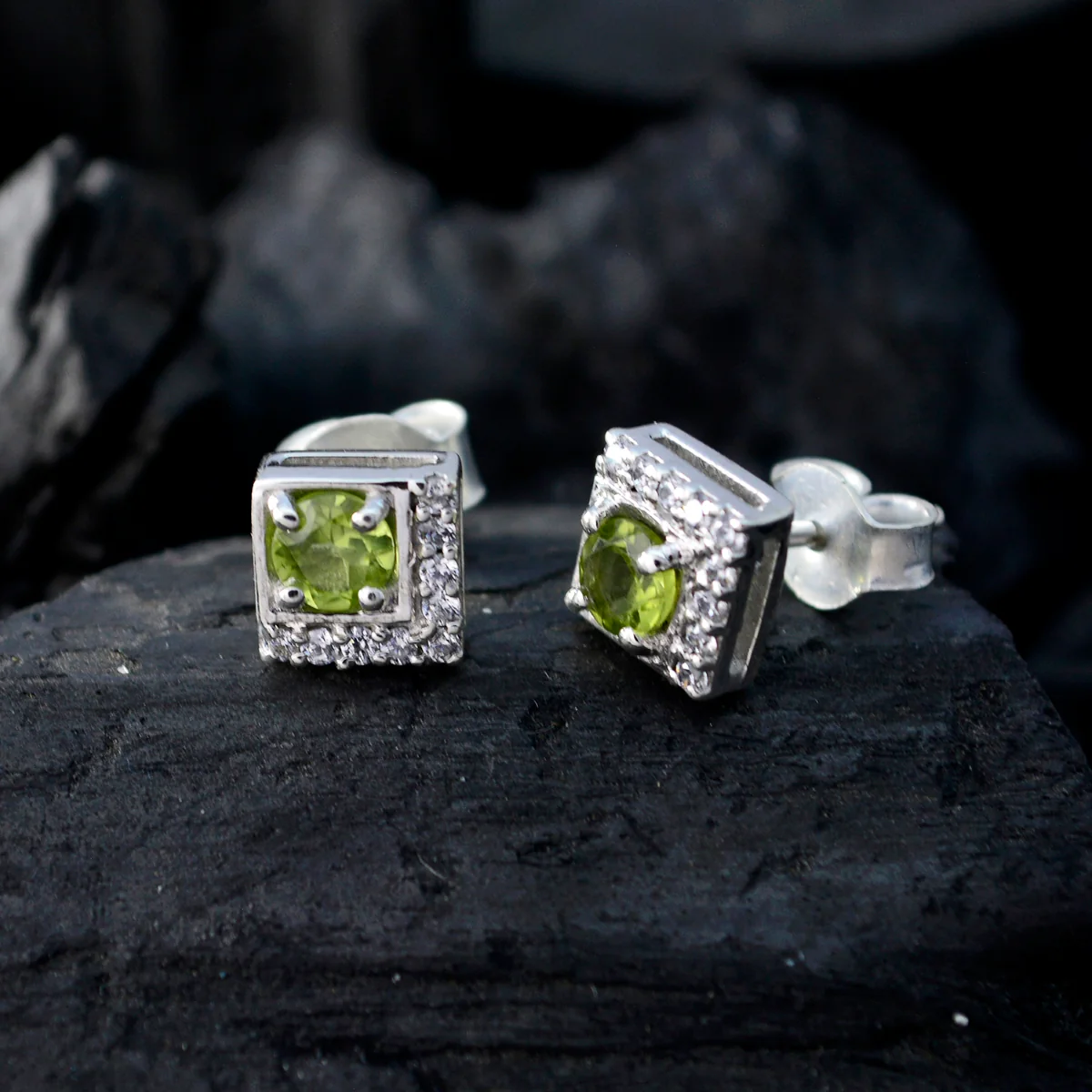 Peridot Russian Florencia multiple Stud Green 92.5 Silver Earring - Image 4