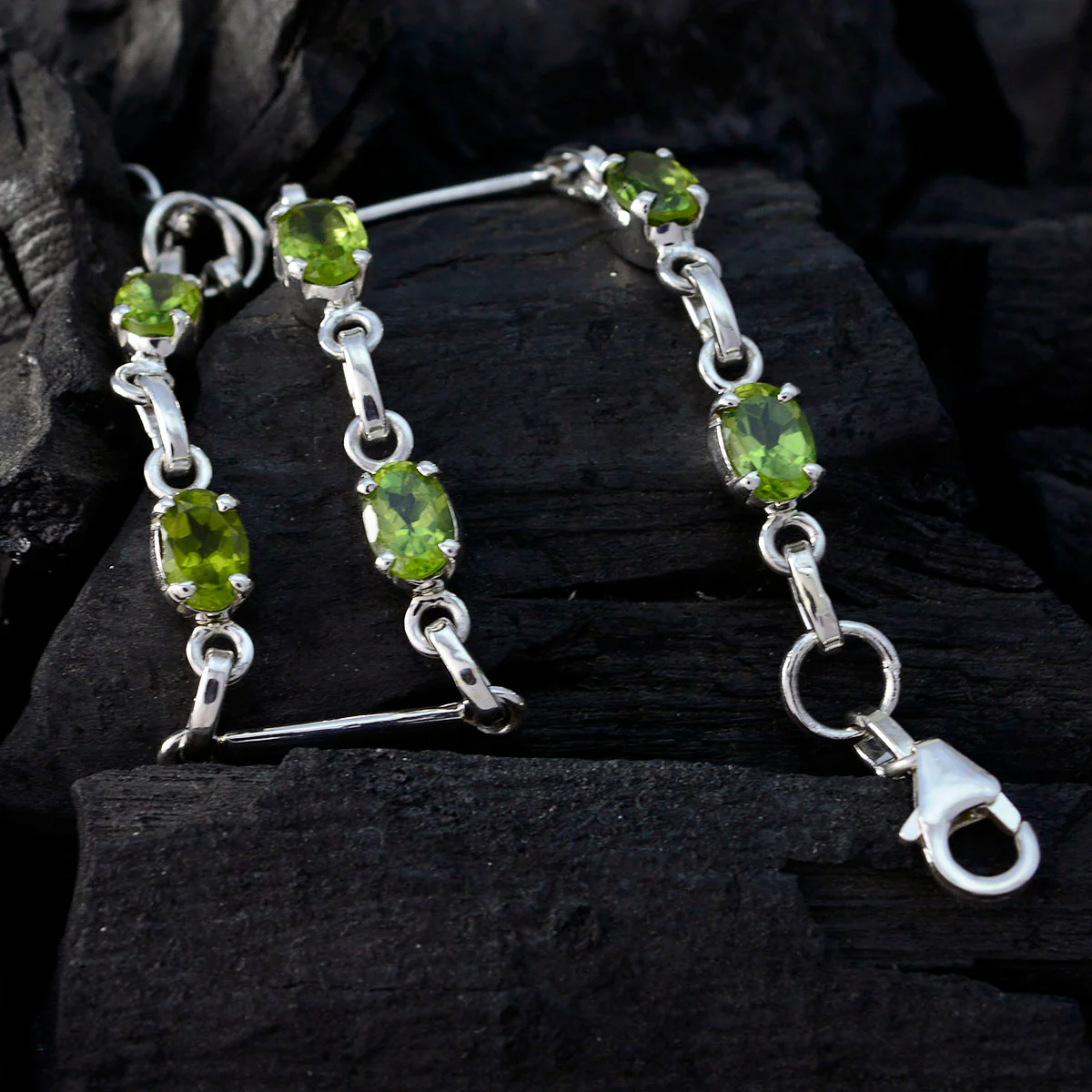 Peridot Seville Fair Delicate Green 925 Silver Links Bracelet - Image 4