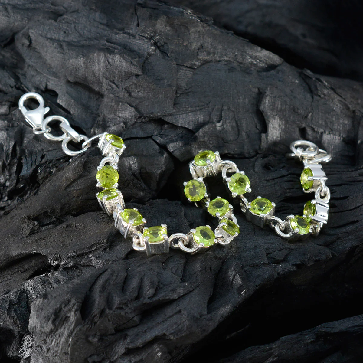 Peridot Siblings Day Featherlight Green 925 Silver Links Bracelet - Image 5