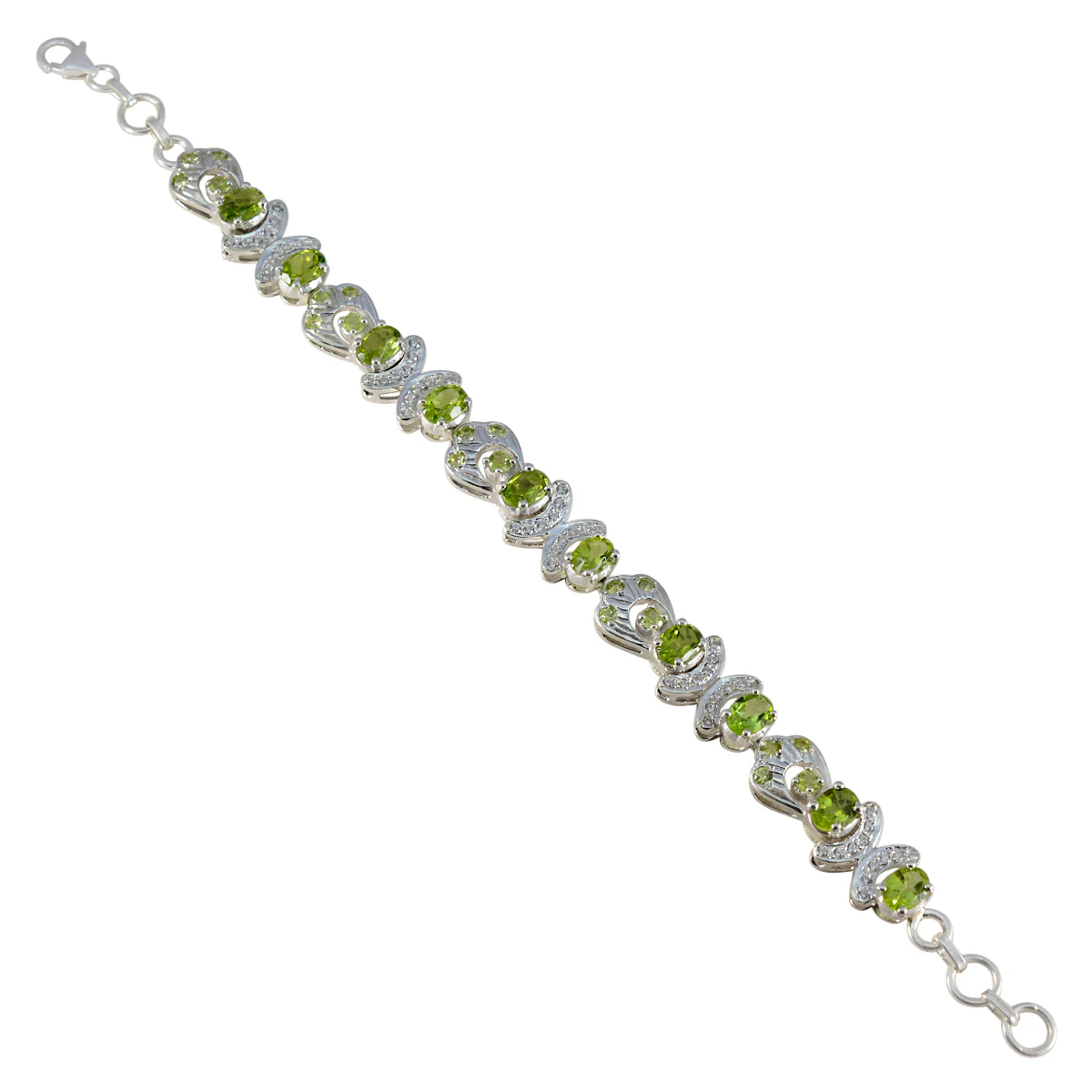 Peridot Singles Day Versatile Green 925 Silver Links Bracelet - Image 2