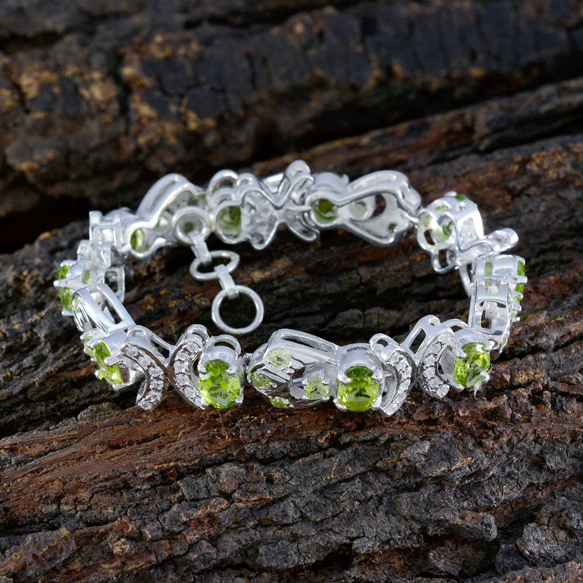 Peridot Singles Day Versatile Green 925 Silver Links Bracelet - Image 3