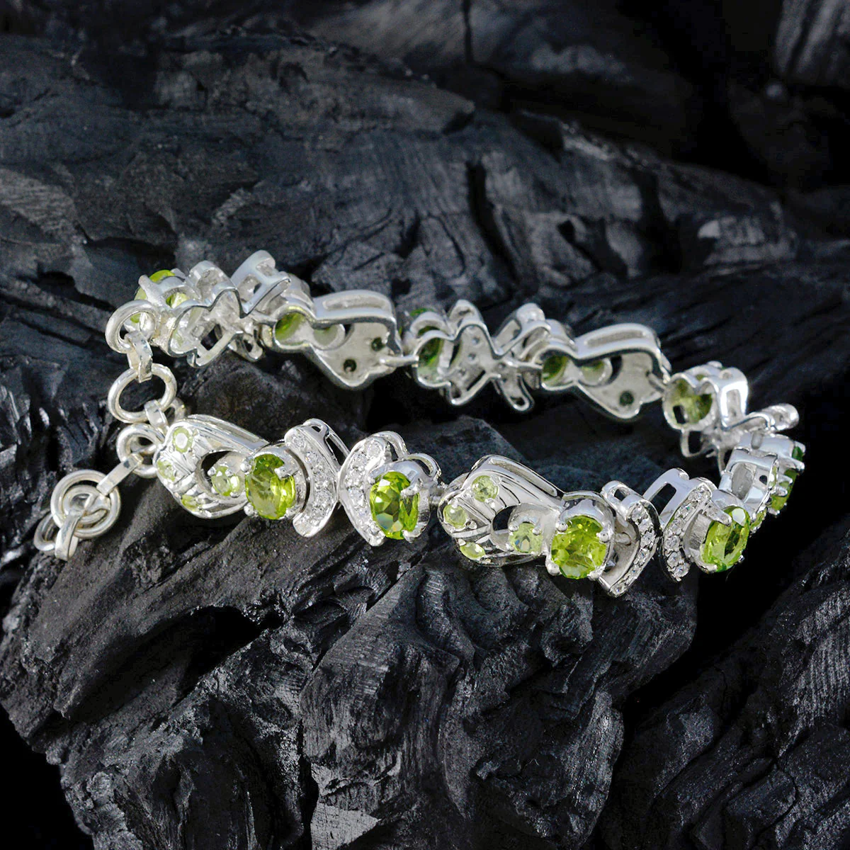 Peridot Singles Day Versatile Green 925 Silver Links Bracelet - Image 4