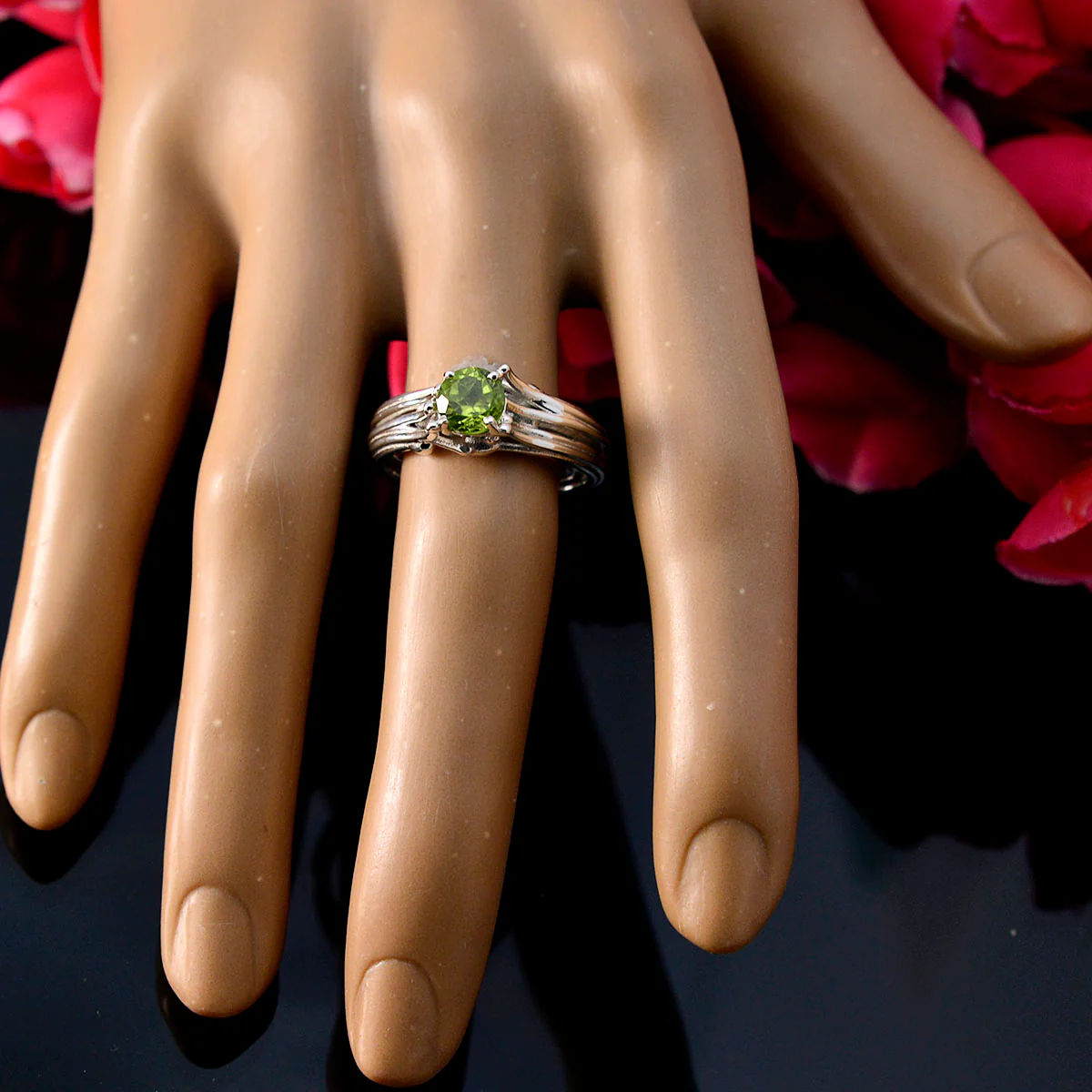 Peridot Solitaire African Silver Green Gems Classic Sophisticated Ring Jewelry - Image 5