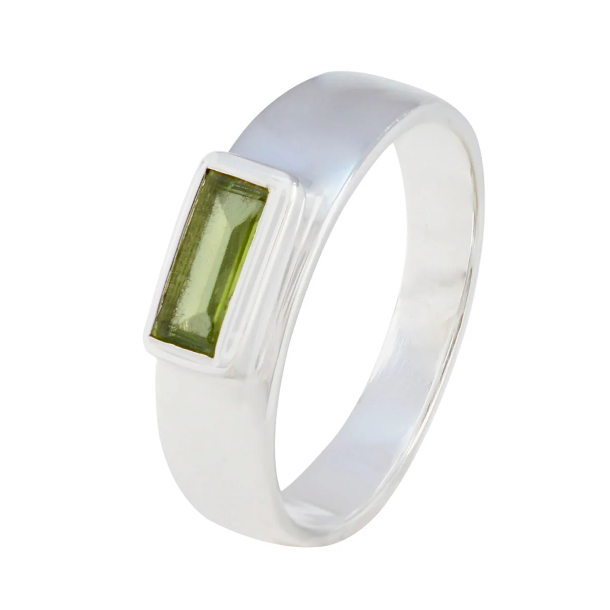 Peridot Solitaire Egyptian 92.5 Silver Green Gemstone Slim Romantic Ring Jewelry - Image 2