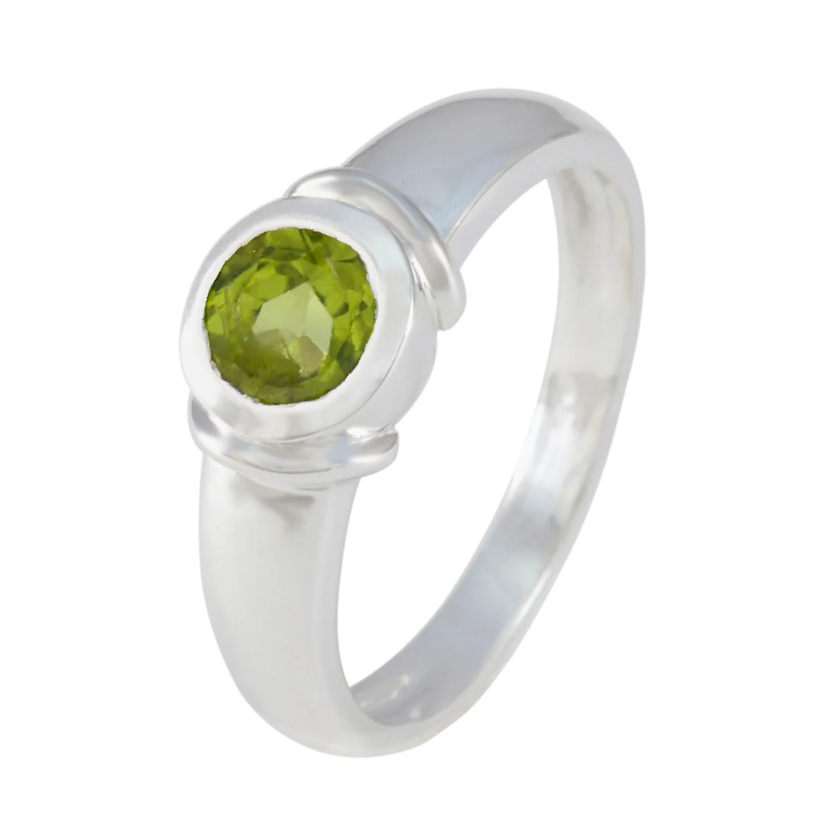 Peridot Solitaire French 925 Sterling Silver Green Gemstone Featherlight Trendy Ring Jewellery - Image 2