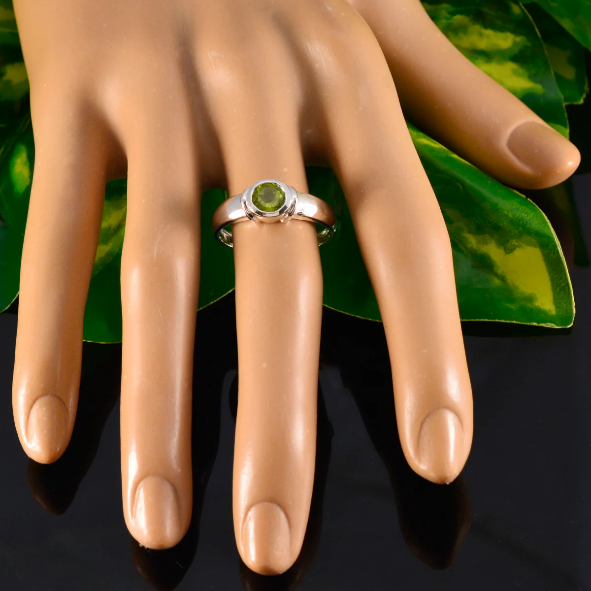Peridot Solitaire French 925 Sterling Silver Green Gemstone Featherlight Trendy Ring Jewellery - Image 5