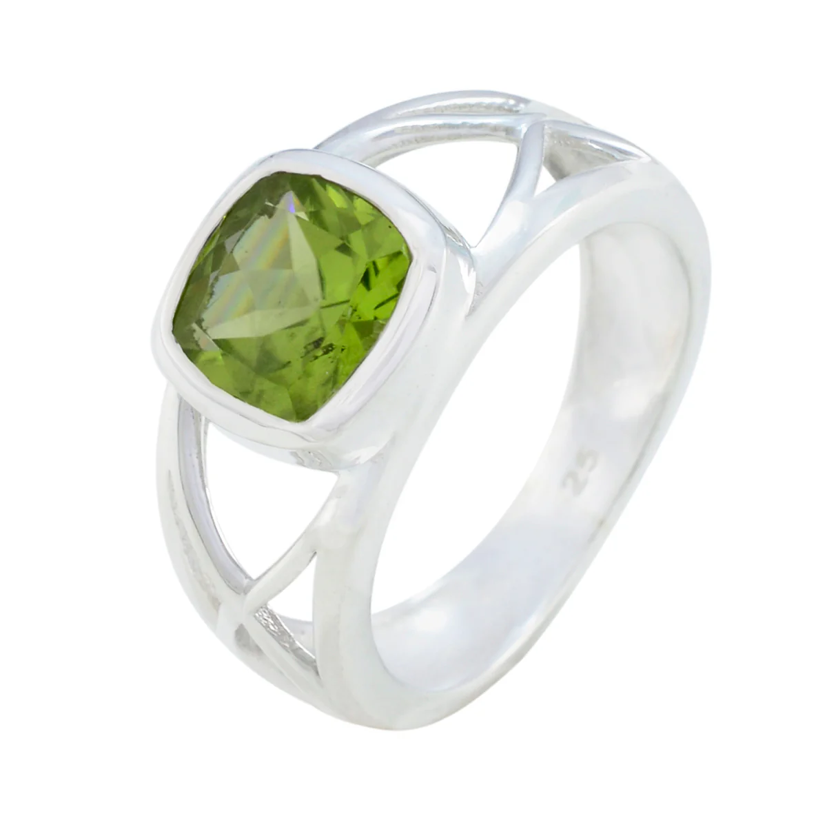 Peridot Solitaire Indian 92.5 Silver Green Gems Tiny Feminine Ring Jewellery - Image 2