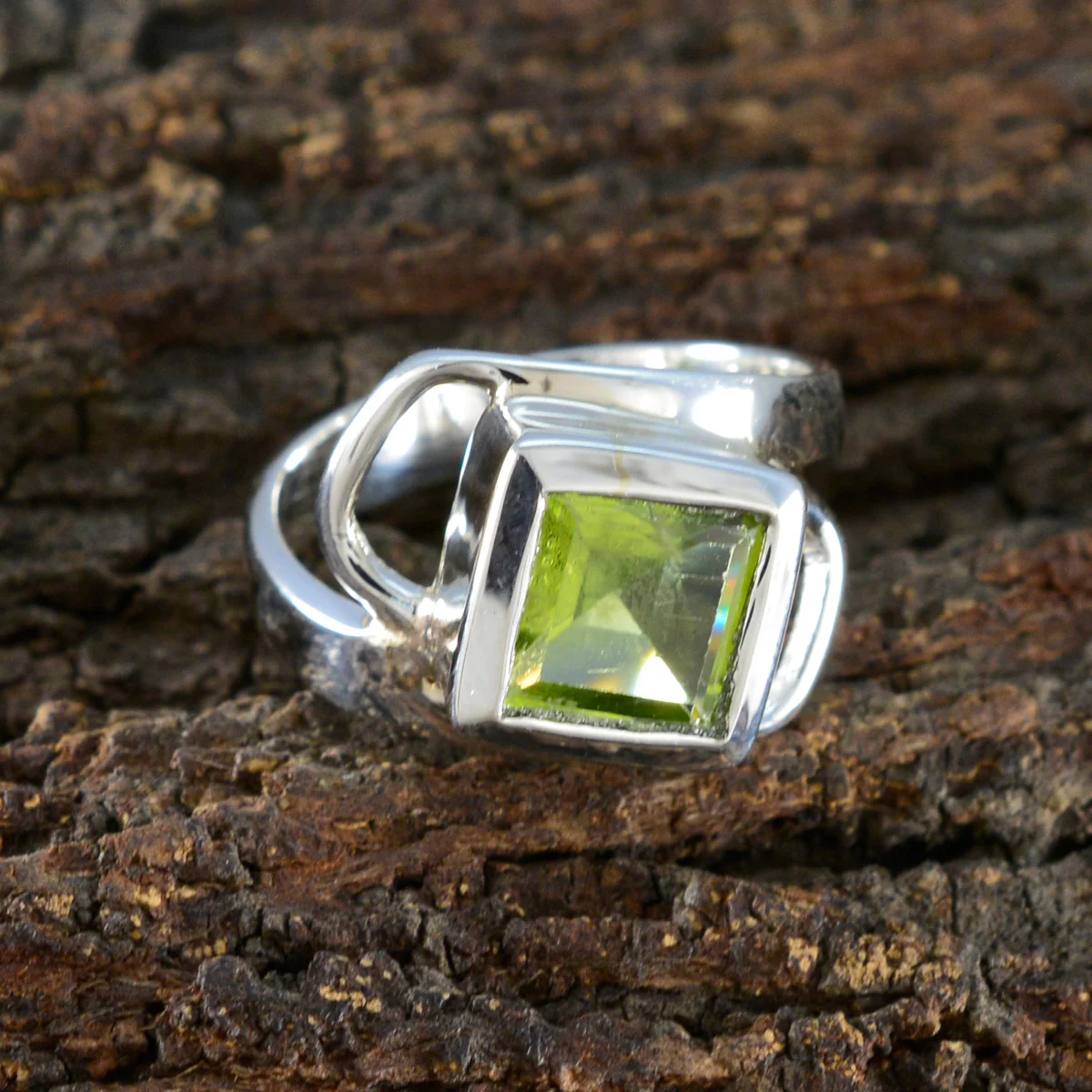 Peridot Solitaire Indian 925 Silver Green Gemstones Minimal Boho Ring Jewelry - Image 3
