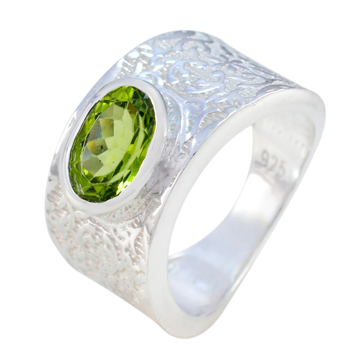 Peridot Solitaire Indian Silver Green Gemstone Essential  Art Deco Ring Jewelry - Image 2