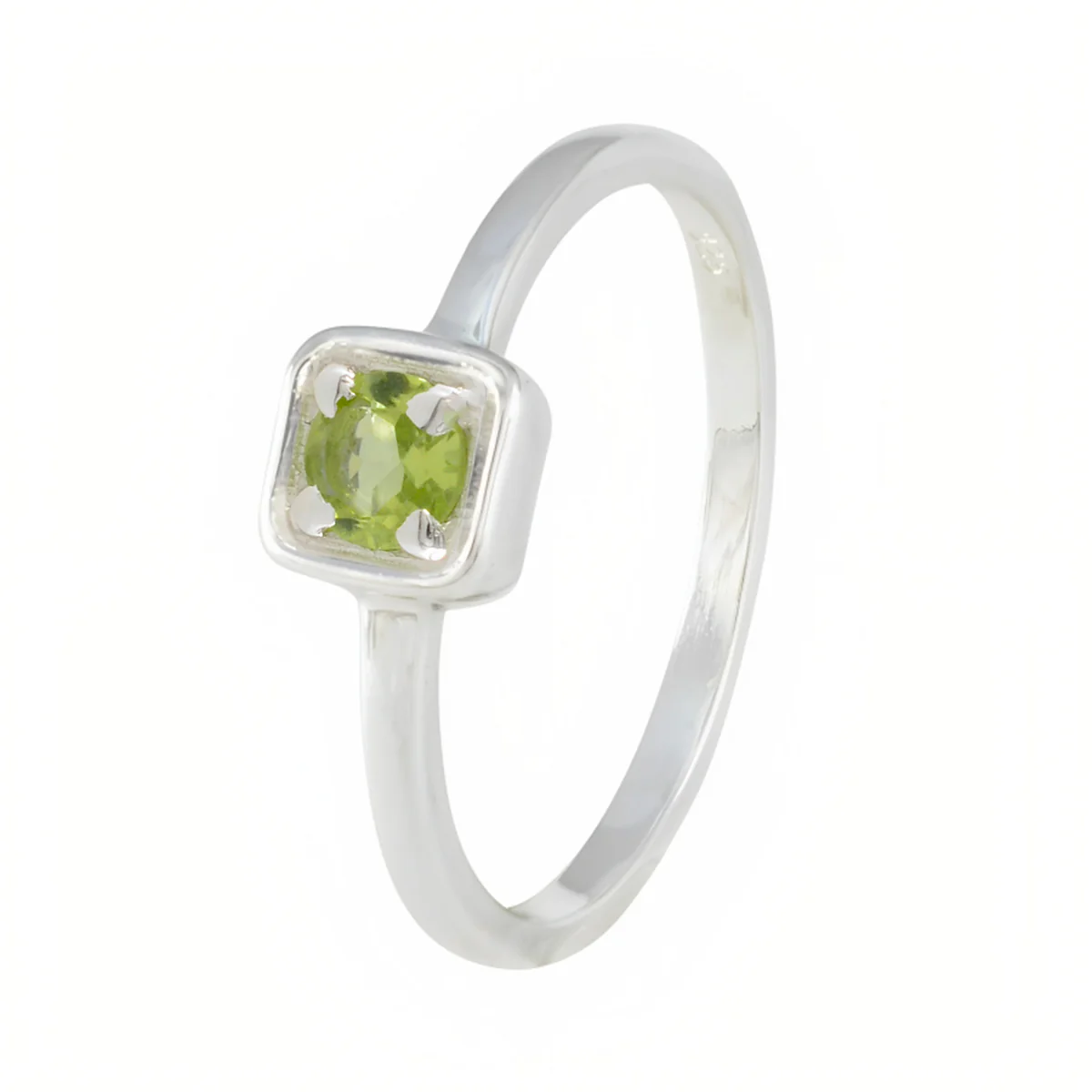 Peridot Solitaire Japanese 925 Sterling Silver Green Gems Delicate Abstract Ring Jewellery - Image 2