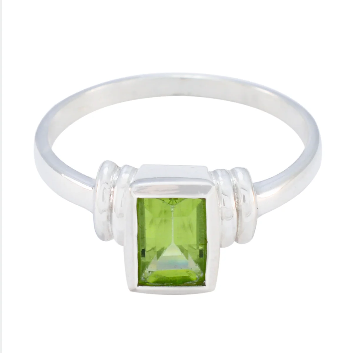 Peridot Solitaire Japanese Sterling Silver Green Gems Whisper-thin Glamorous Ring Jewellery