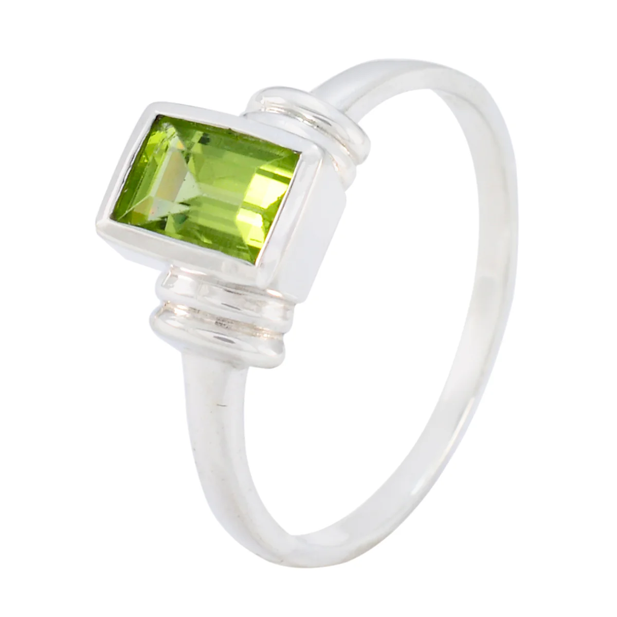 Peridot Solitaire Japanese Sterling Silver Green Gems Whisper-thin Glamorous Ring Jewellery - Image 2