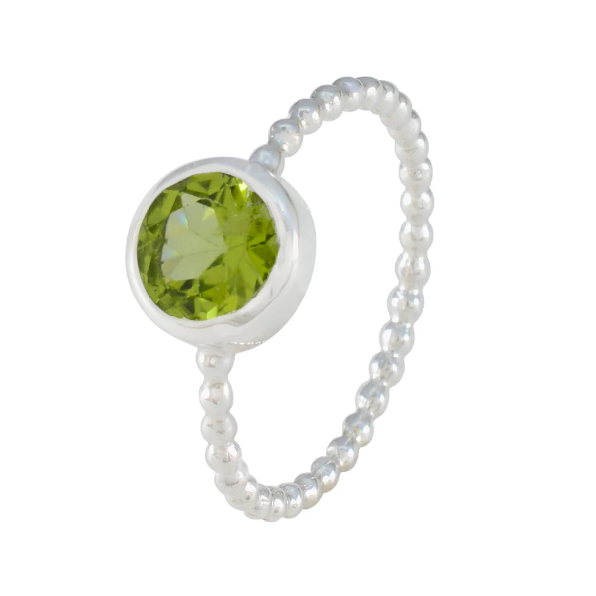 Peridot Solitaire Korean 925 Silver Green Gems Delicate Twist Ring Jewelry - Image 2