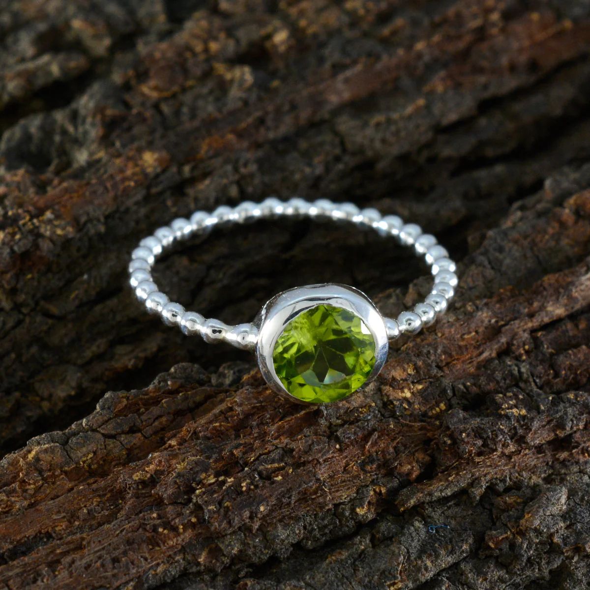 Peridot Solitaire Korean 925 Silver Green Gems Delicate Twist Ring Jewelry - Image 3