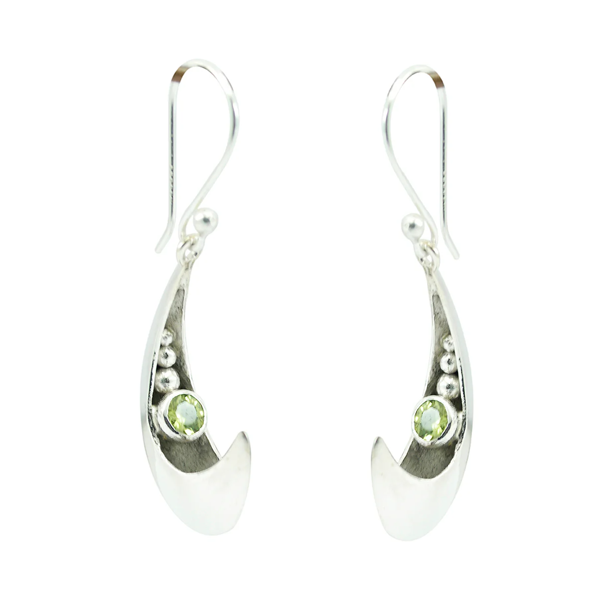 Peridot Spanish Aisha Solitaire Dangle Green Sterling Silver Earring