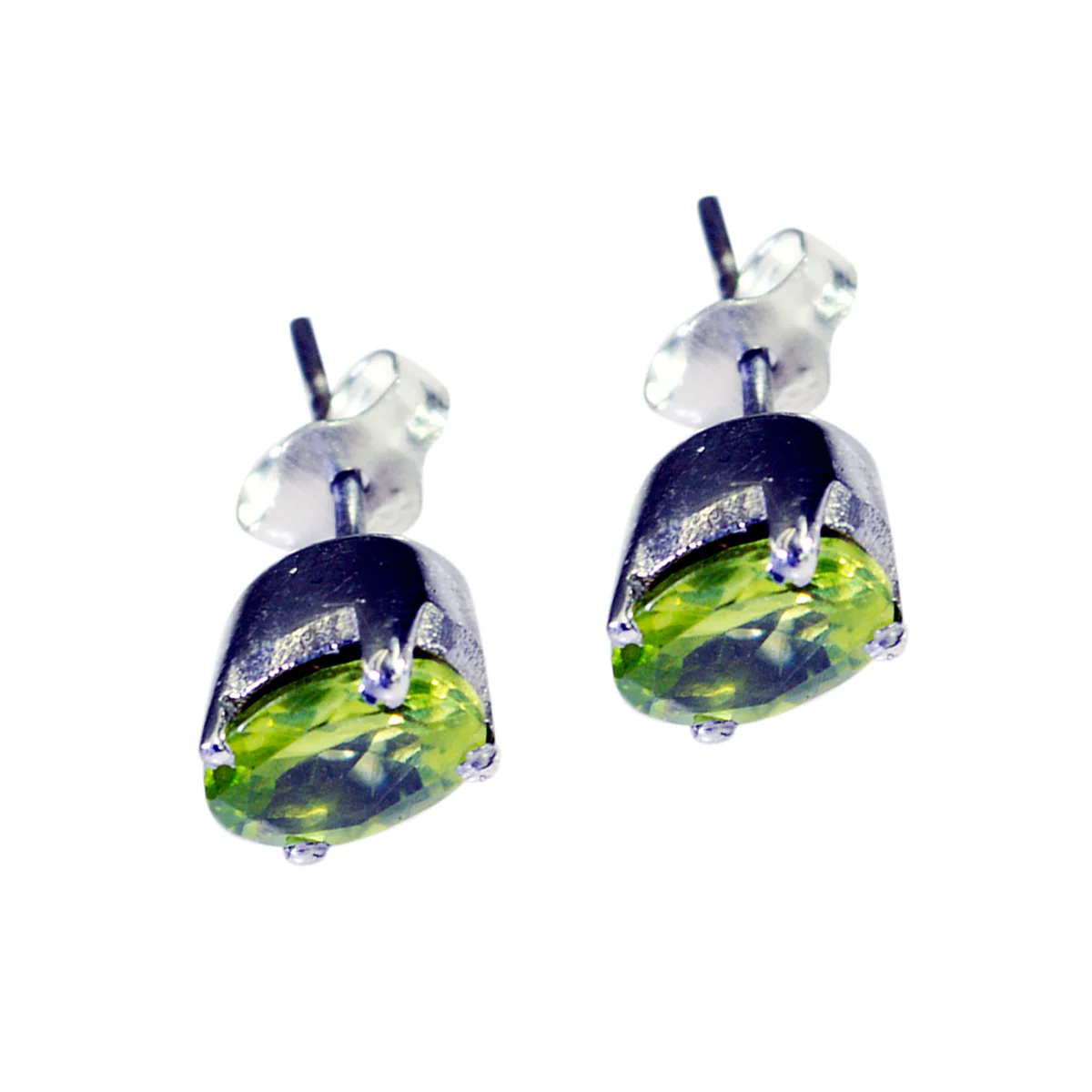 Peridot Spanish Greta Solitaire Stud Green Sterling Silver Earring - Image 2