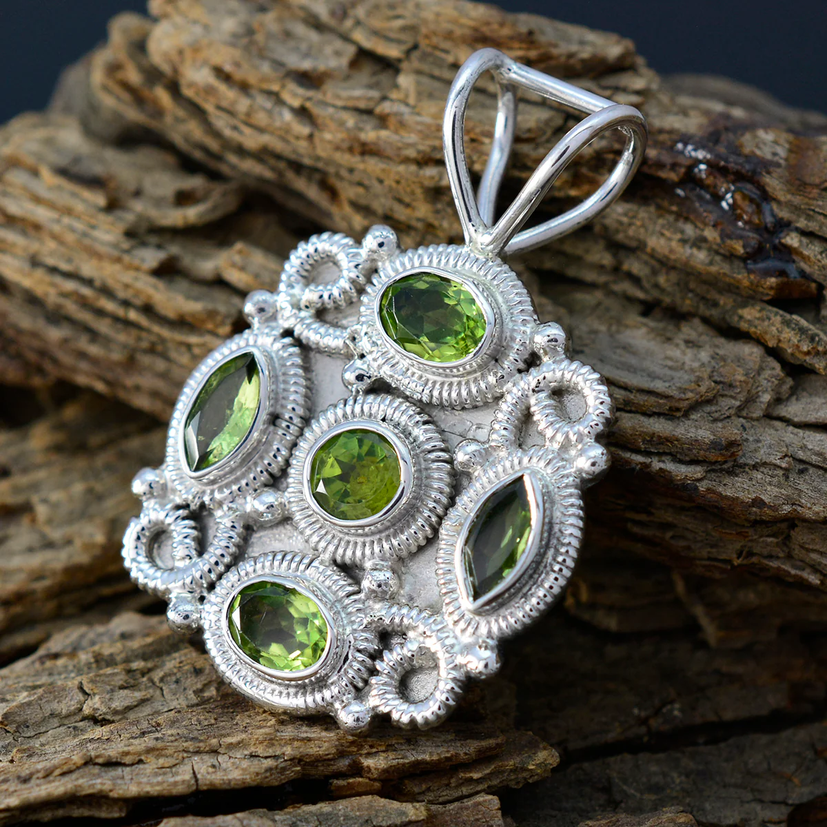 Peridot Statement American 925 Silver multiple Greta Rope-Wire Green Pendant Jewelry - Image 3
