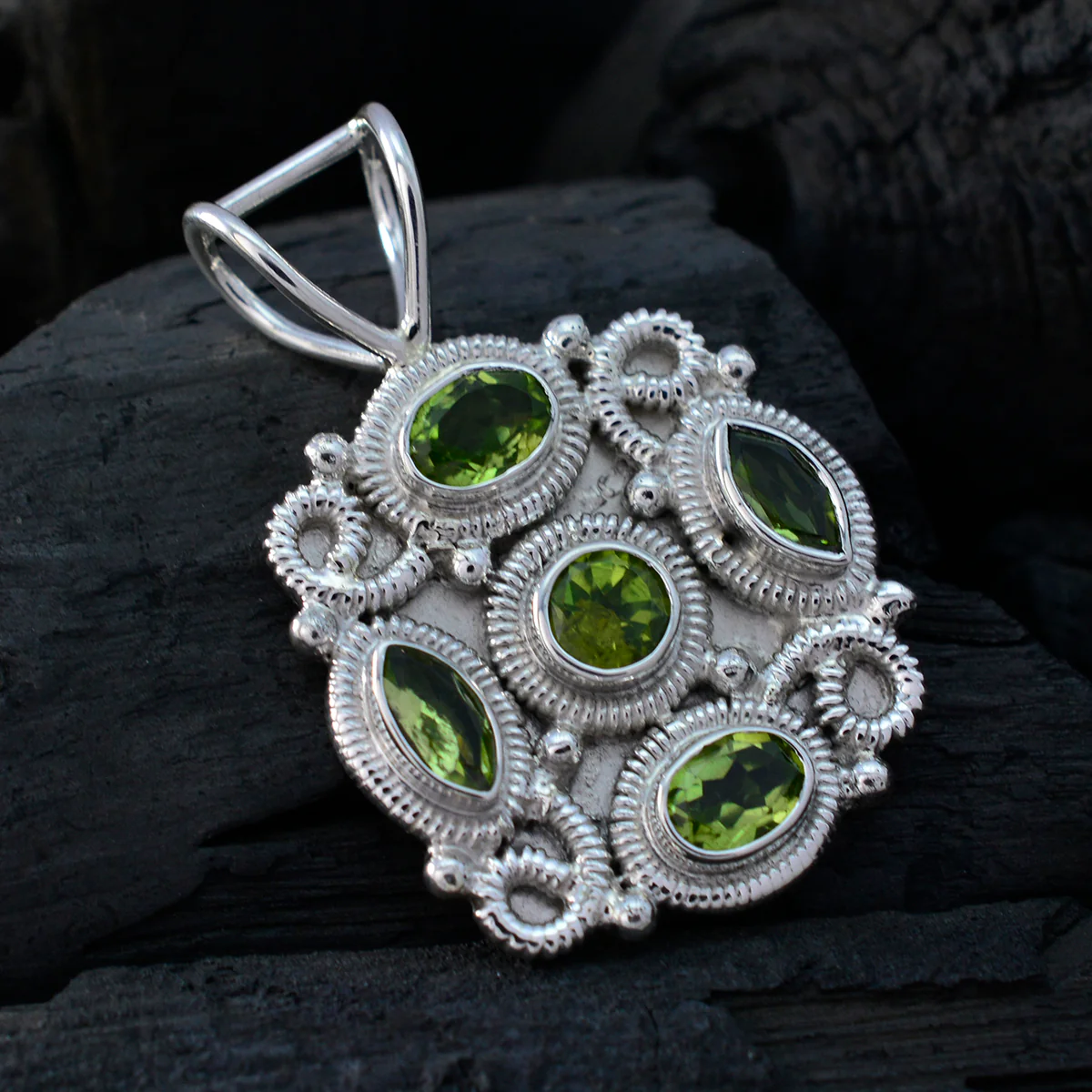 Peridot Statement American 925 Silver multiple Greta Rope-Wire Green Pendant Jewelry - Image 4