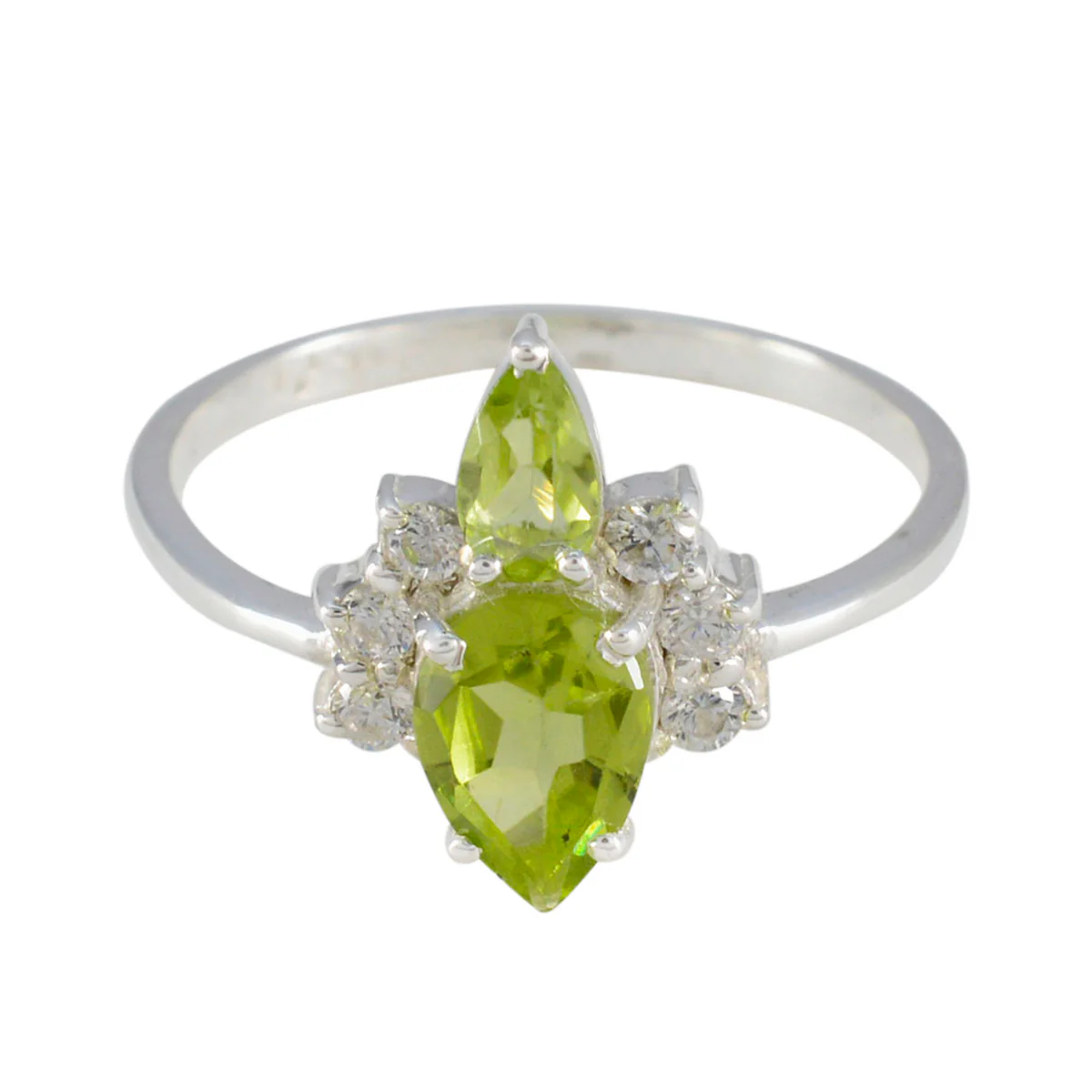 Peridot Toi et Moi Japanese 92.5 Silver Green Gemstones Elegant Feminine Ring Jewellery