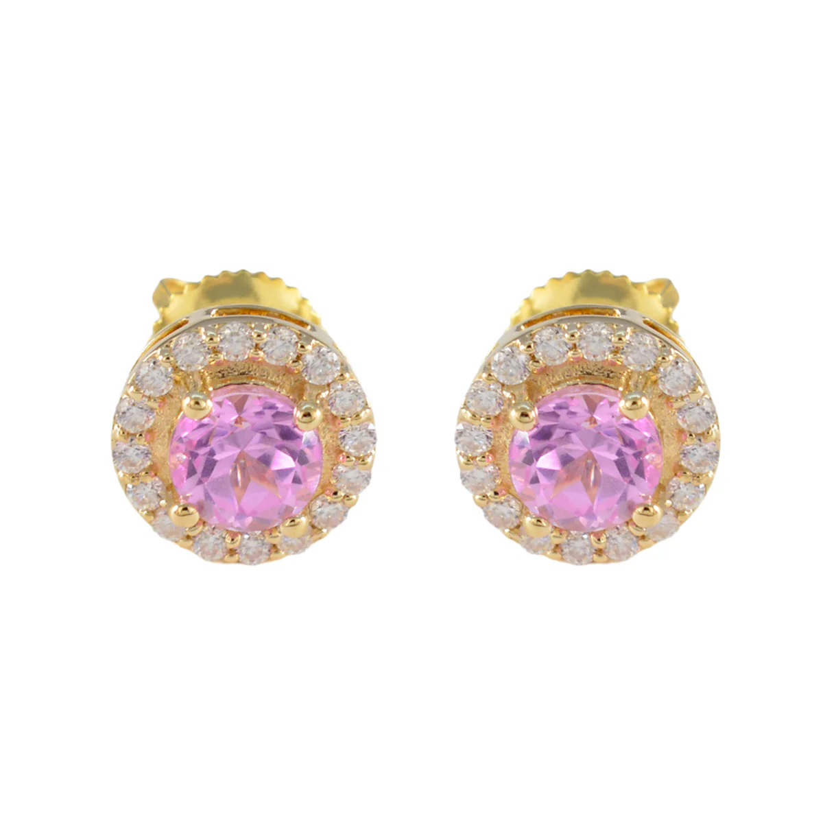 Pink CZ American Lourdes multiple Stud Pink 925 Silver Earring