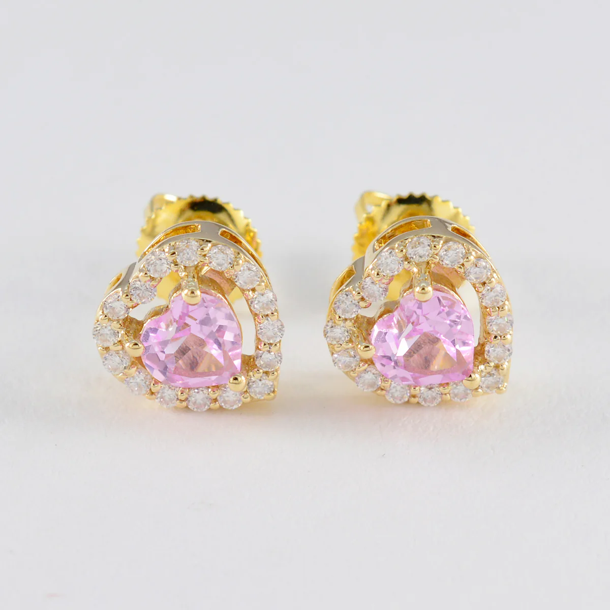 Pink CZ American María multiple Stud Pink 925 Sterling Silver Earring - Image 3